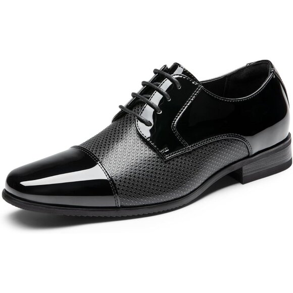 Bruno Marc Men's Black Tuxedo Shoe Slip on Classic Patent Velvet Leather Loafers - Picture 1 of 9
